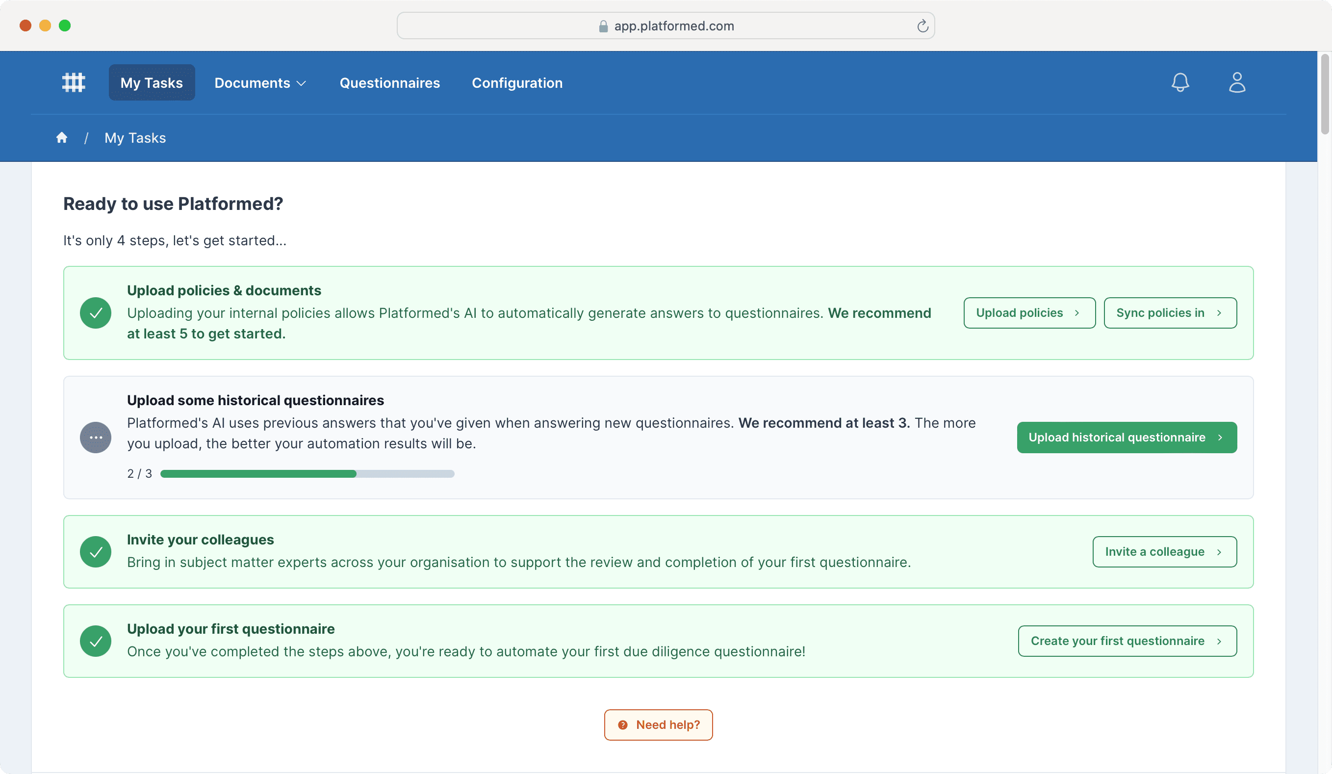 Onboarding to Platformed